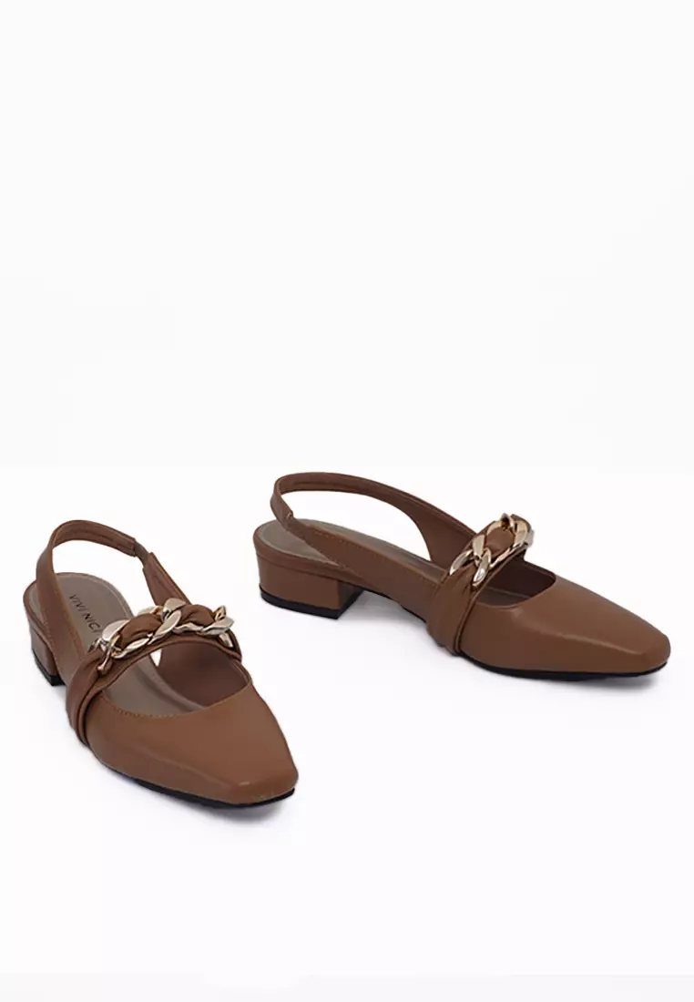 VIVI NICI - Reine Sepatu Sandal Mules Hak 3 Cm Camel Beige