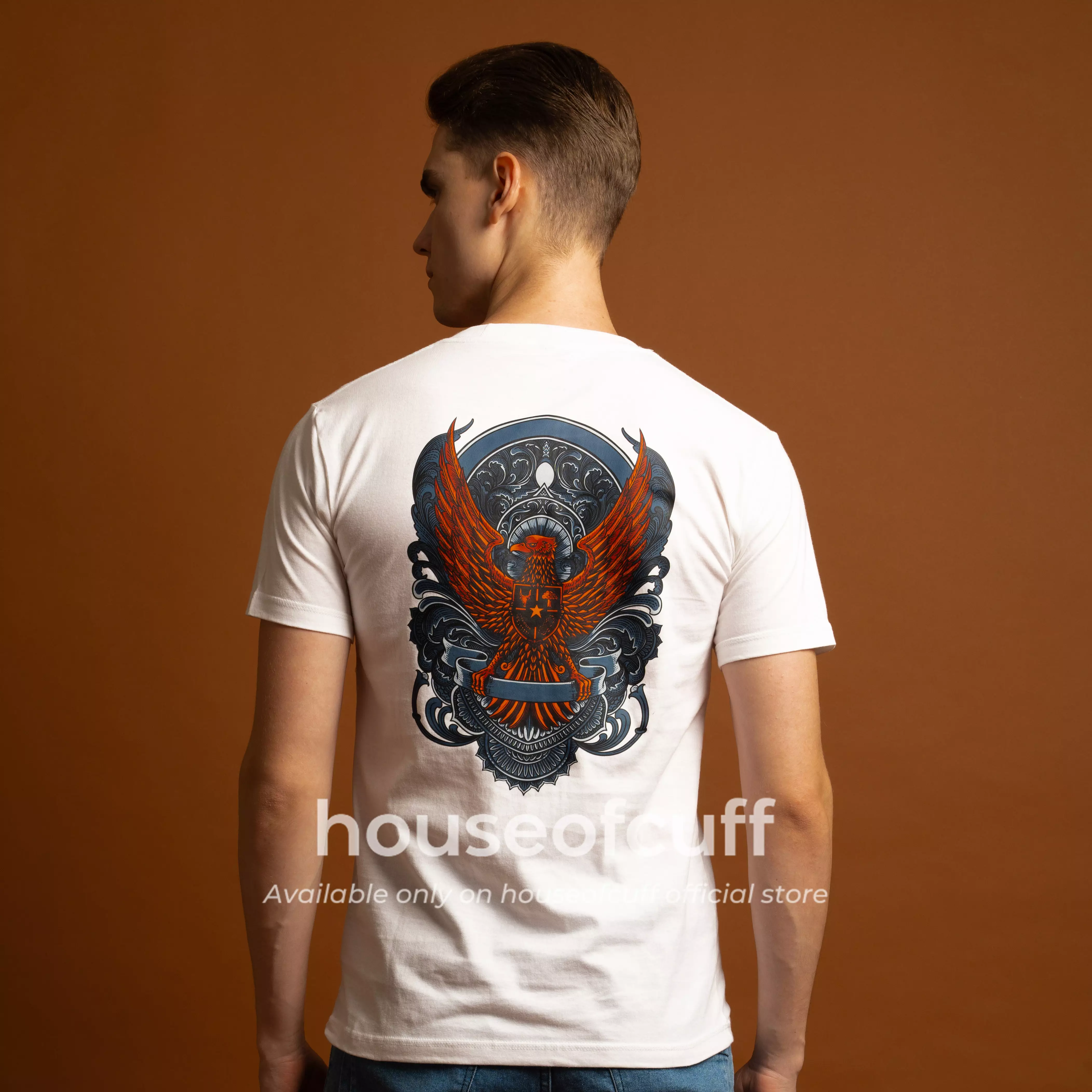 Houseofcuff Kaos Lengan Pendek Katun Kombed 30s Garuda Beta Putih