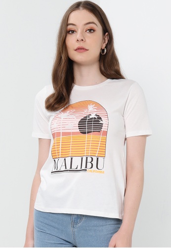 LC WAIKIKI white Crew Neck Printed Short Sleeve Cotton Women's T-Shirt 17C69AA06408CBGS_1