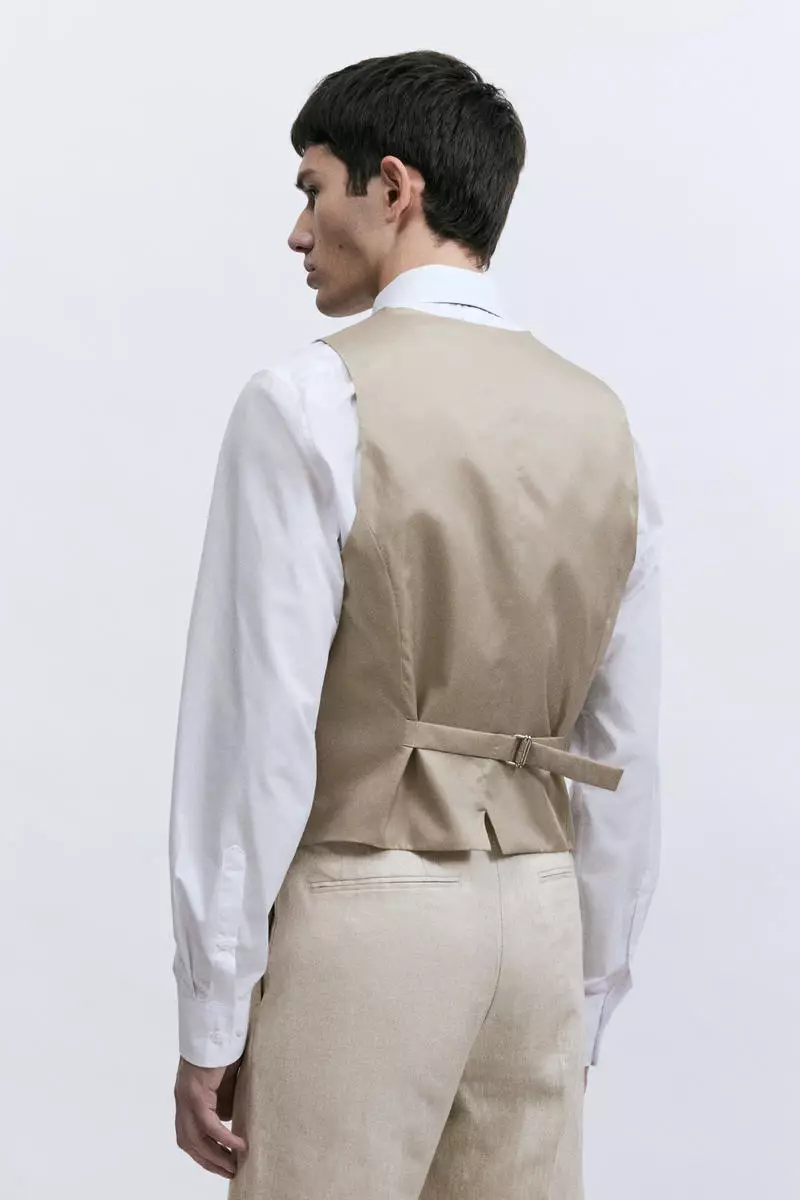 Slim Fit Linen suit waistcoat