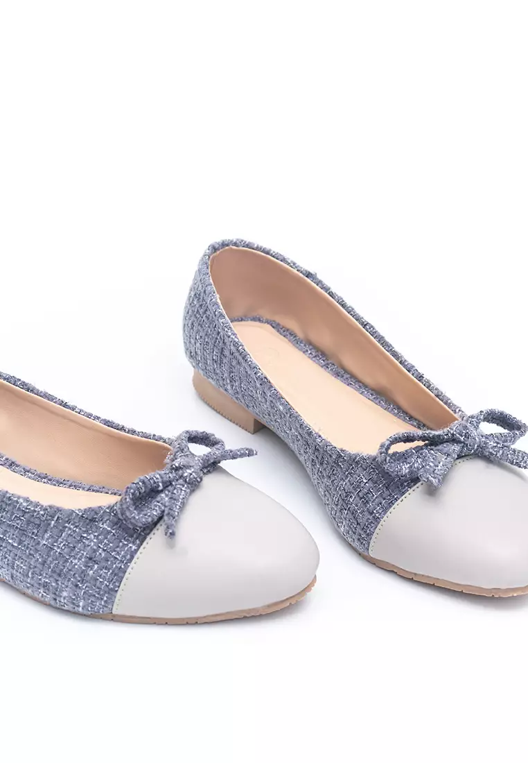 Audrey Ballerina Flat Shoes in Grey