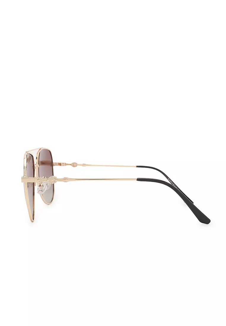 Unisex Polarized Aviator Sunglasses - Glossy Gold