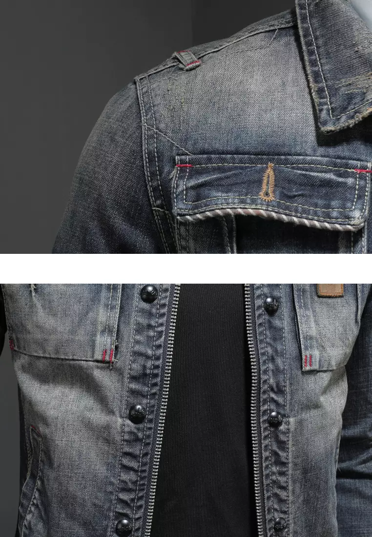 修身牛仔機車夾克 MJY-N1214-1