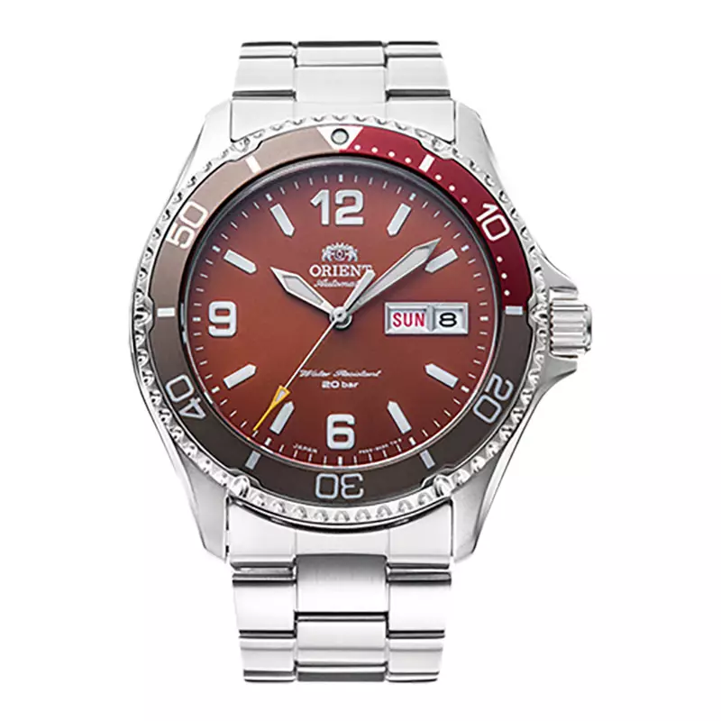 Jam Tangan Pria Orient Sports RA-AA0820R Automatic Mako III Terracotta Dial Stainless Steel Strap