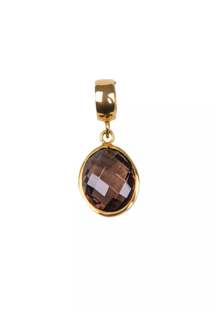 Black Sapphire Oval Charm 18k Gold
