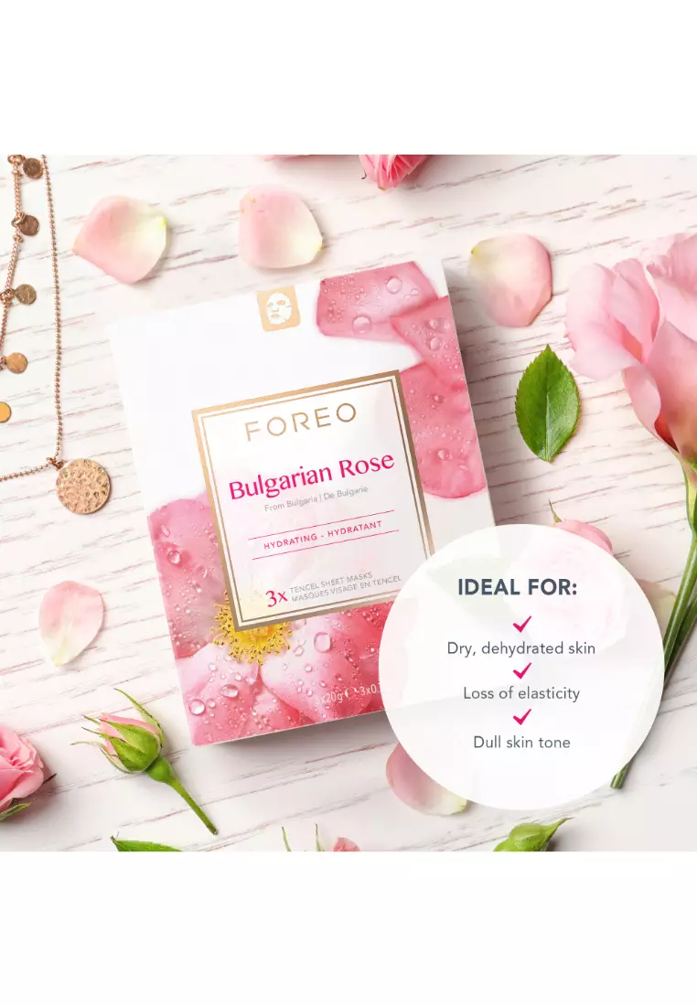 FOREO Sheet Mask Farm to Face Collection Facial Mask - Full Face Masks Packs | Beauty & Personal Care |For All Skin Types  | 3 pcs/pack | All Natural-Bulgarian Rose