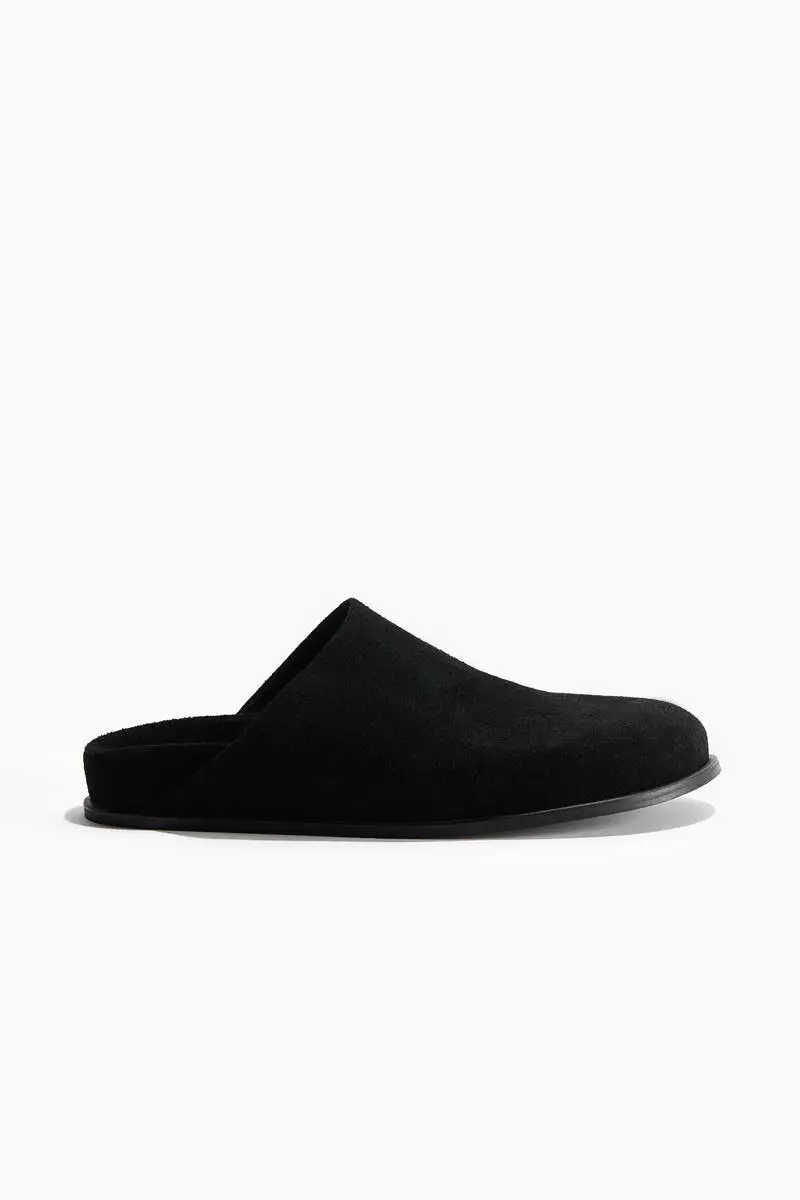 Suede footbed mules