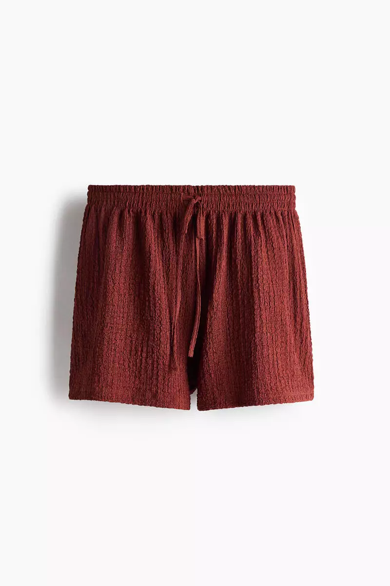 Textured jersey drawstring shorts