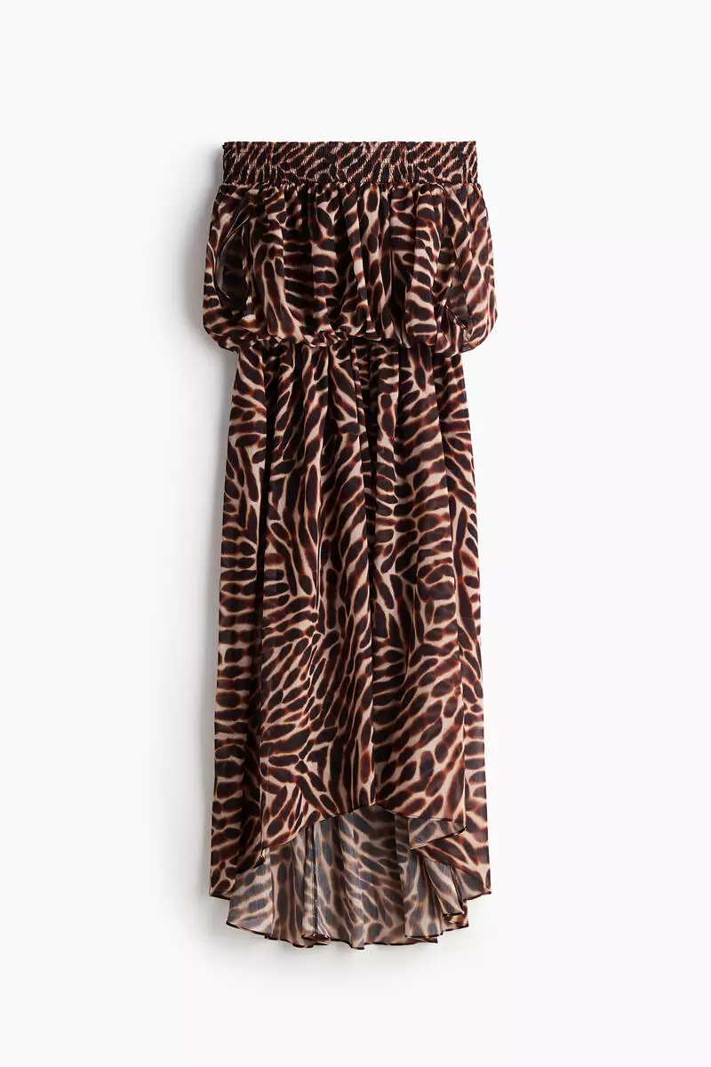 h&m brown off shoulder dress Women's Dark brown Off-the-shoulder dress