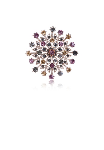 Glamorousky silver Fashion Temperament Plated Gold Plated Flower Brooch with Colorful Cubic Zirconia 4F23DAC6BEEE5AGS_1