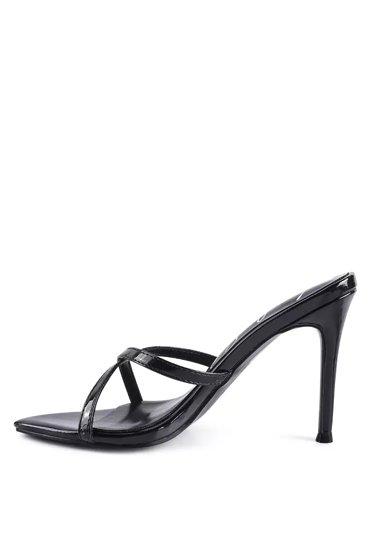 Black High Heeled Pointed Toe Sandal