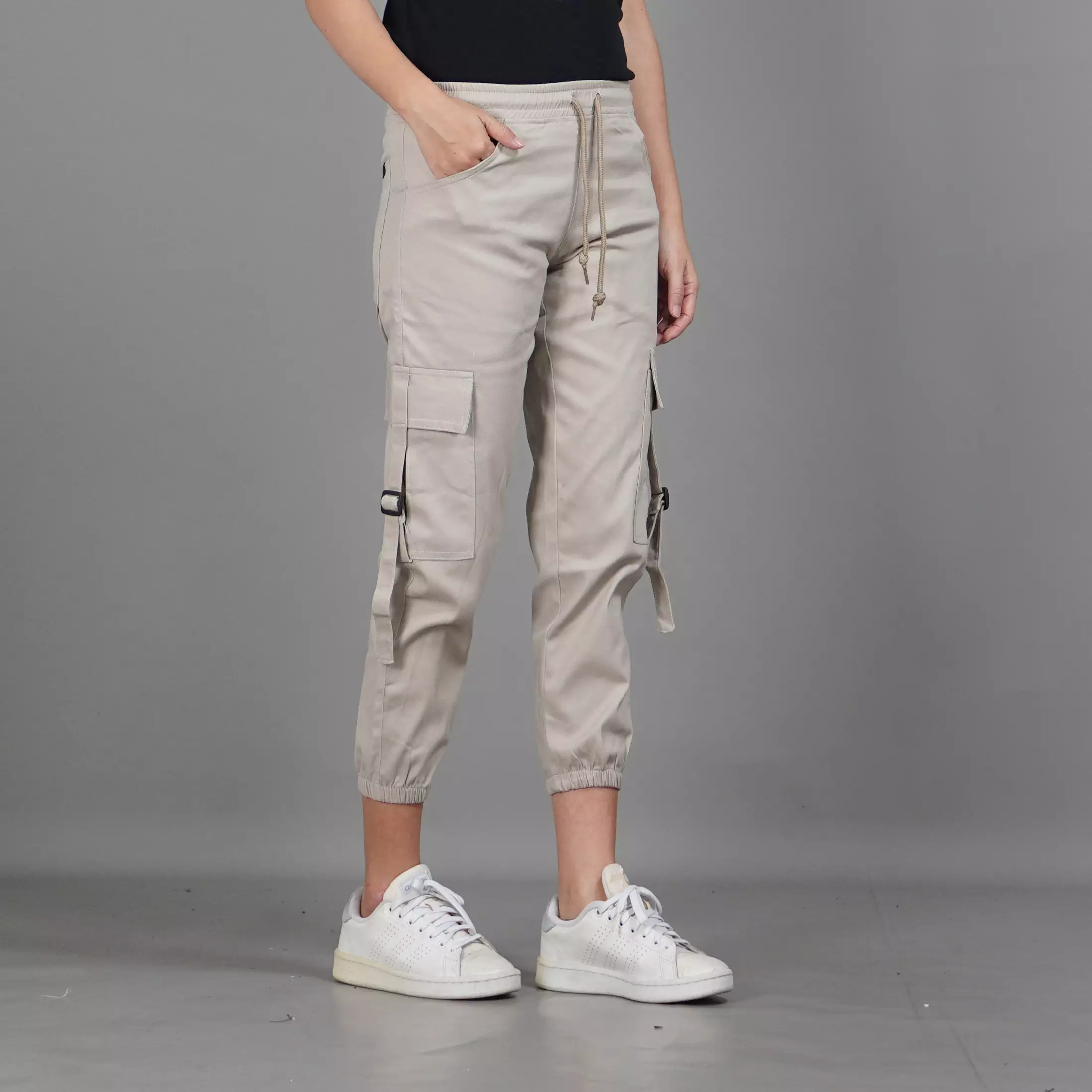 FIRA Cargo Jogger Pants Wanita Celana Cargo Jogger Cargo Pants 3/4 - KREM