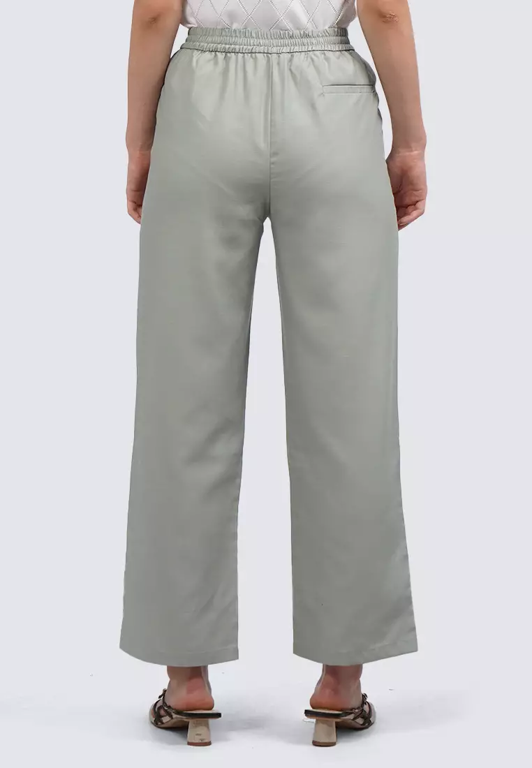 Front Pleat Culotte Pants GREEN