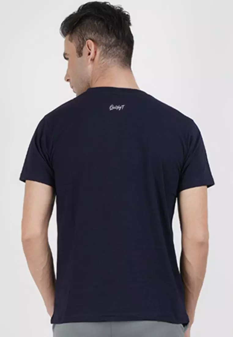 Time To Travel Graphic Navy Blue Cotton Short Sleeve Regular Fit T-Shirt