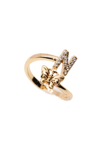Shop Fleur Jewelry Papillon Butterfly Open Twist Letter N Ring Online On Zalora Philippines
