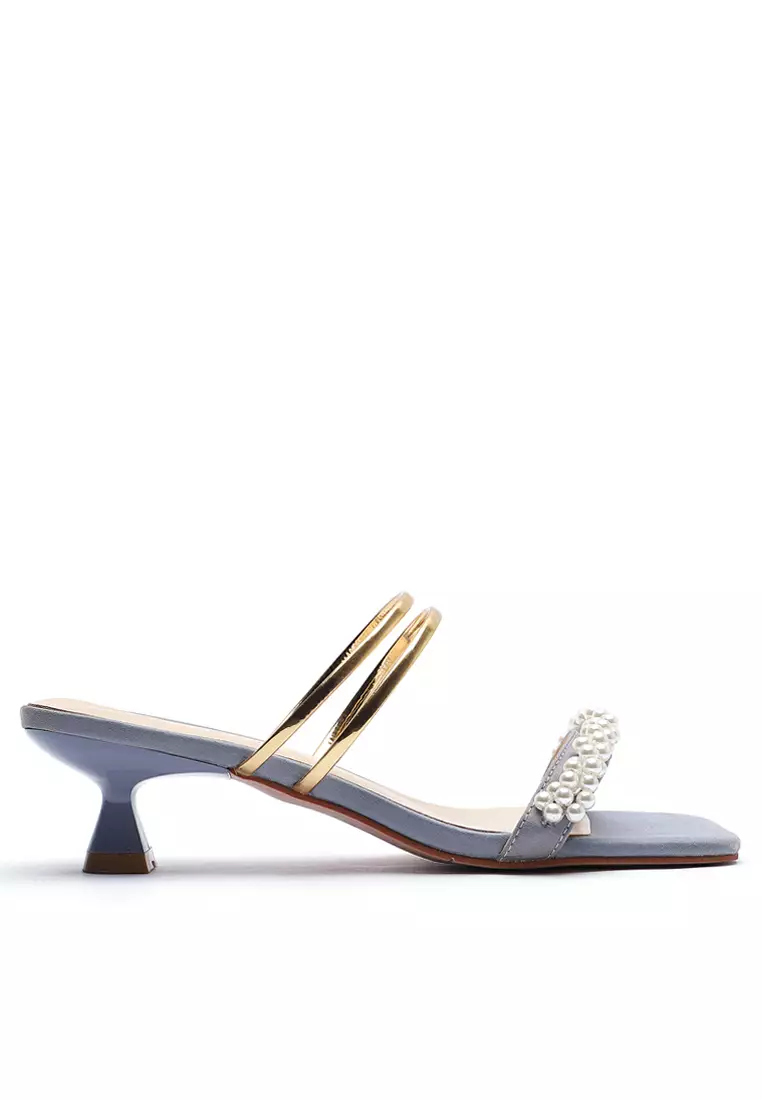 Discount on Twenty Eight Shoes  shoes - SKU: Pearl Buckle Mule Heels 8745-12