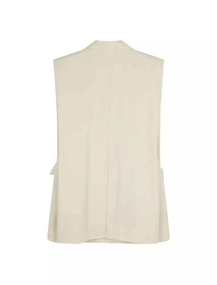 Solid color temperament mid-length vest