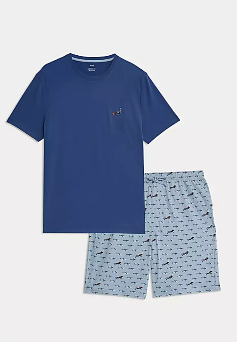 Pure Cotton Diver Print Pyjama Set