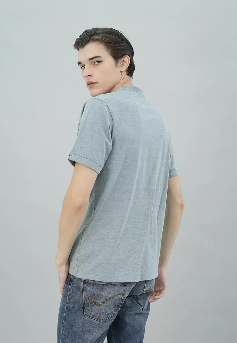 Johnwin - Kaos Casual - Motif Sablon - Biru - Slim Fit - ATS.622.K482.01.C-S/S