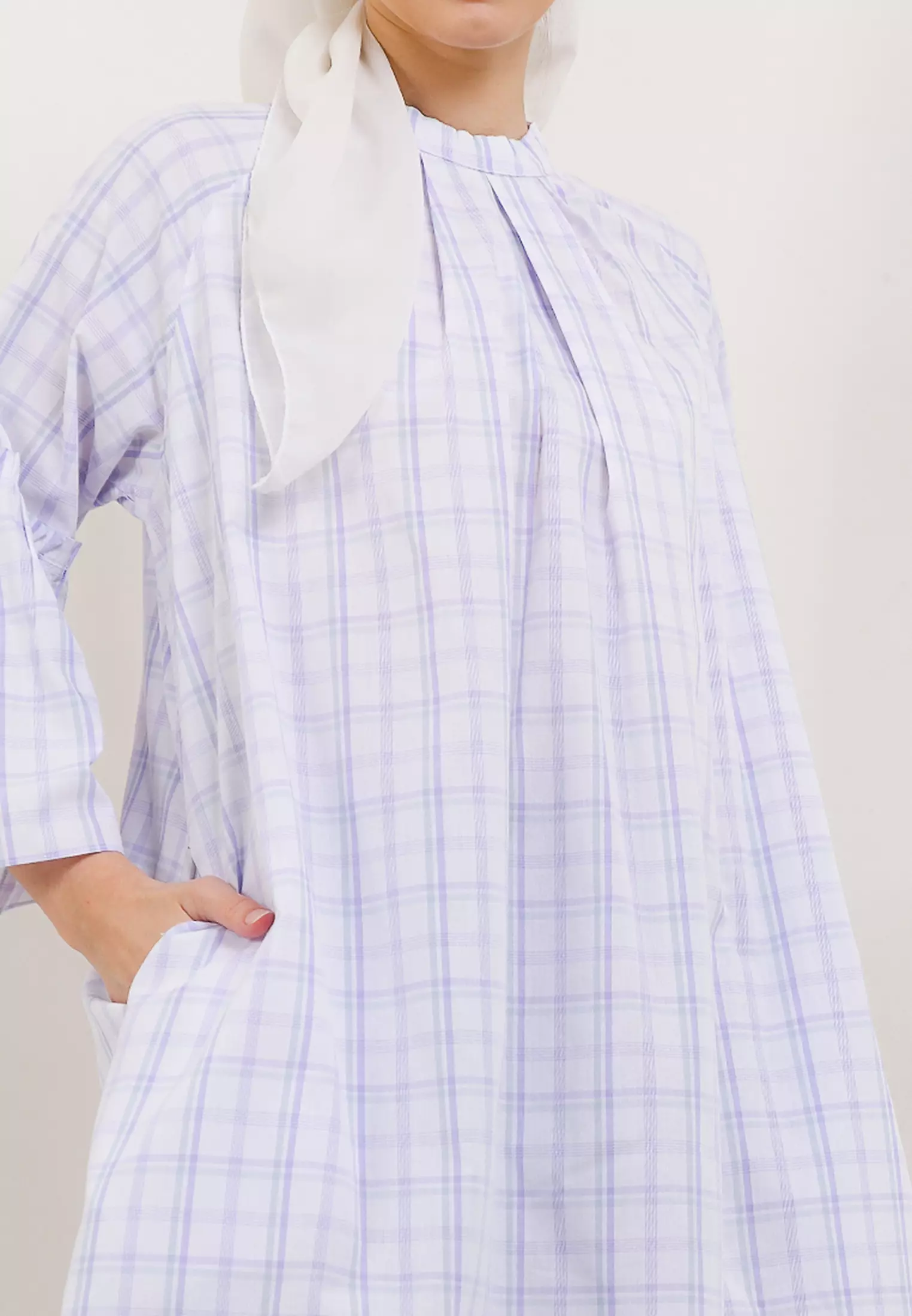 MFMW Hapsari Tunik Lilac Motif Kotak