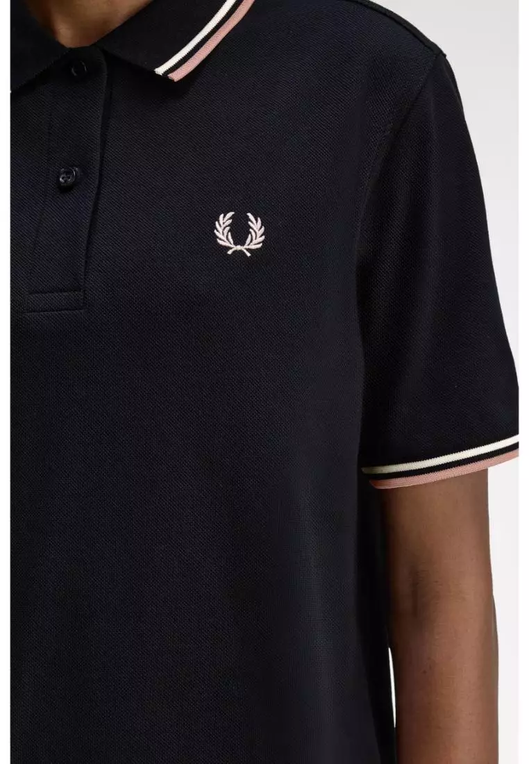 Fred Perry G3600 The Twin Tipped Fred Perry Shirt (Black / Silky Peach / Blossom)