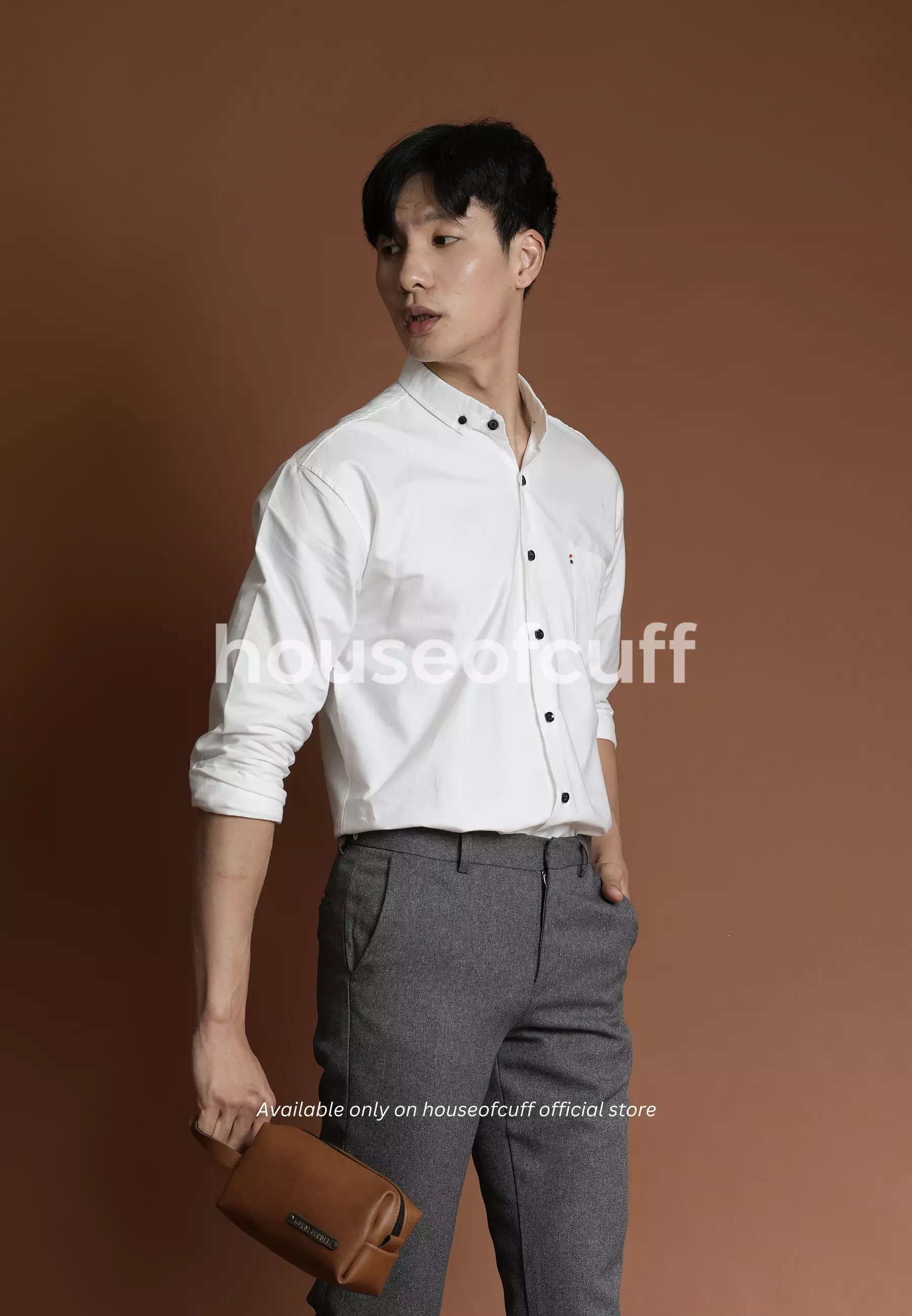 Houseofcuff Kemeja Lengan Panjang Pria Formal Slim Fit Putih
