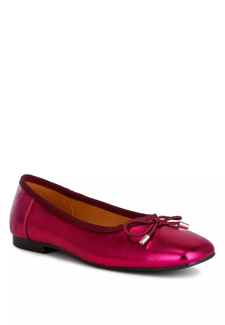 Balerina Busur Pleather Metalik Fuchsia