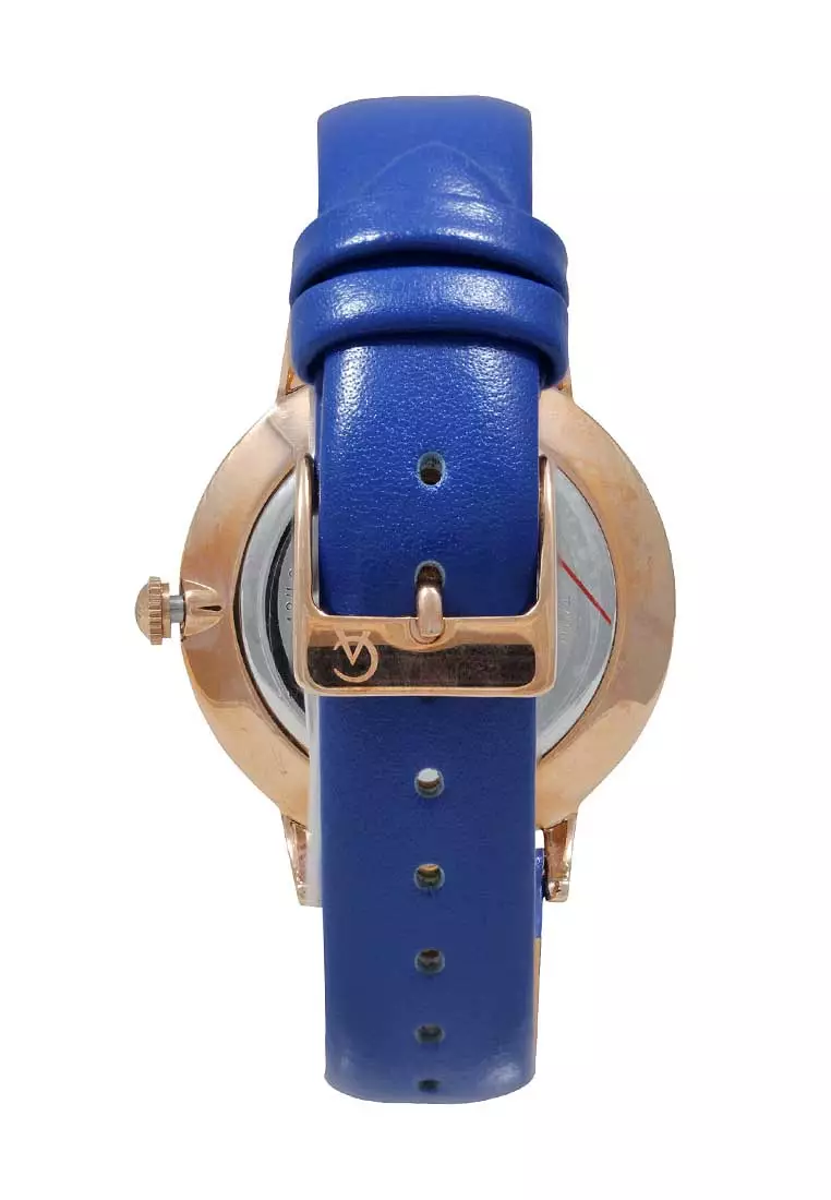 Alexandre Christie Jam Tangan Wanita - Blue Rosegold - Leather Strap - 2774 LDLRGBU