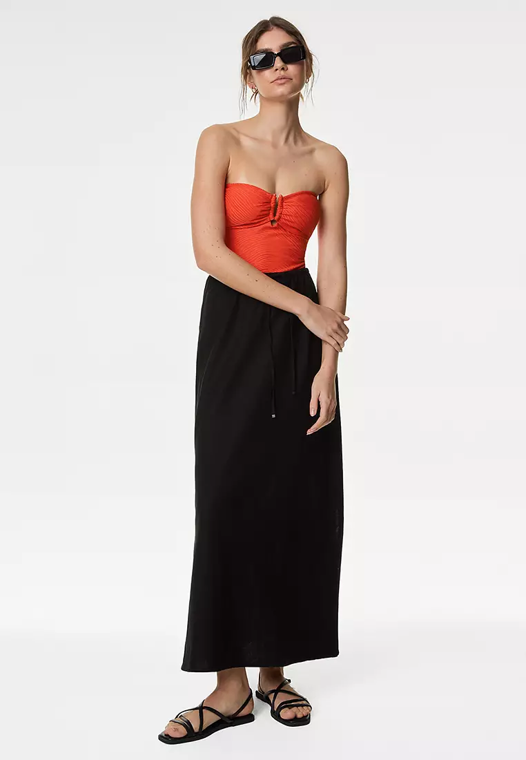 Tummy Control Textured Bandeau Swimsuit