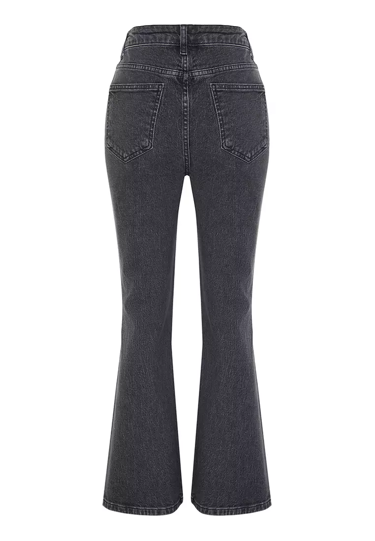 TRENDYOL Damen High Waist Hose – Stretch-Polyester, Gerade Beinform, Perfekt Für Party & Freizeit