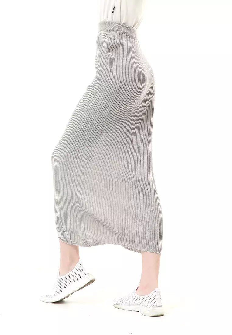 Deliana Rok Rajut Kancing Bawahan Wanita Premium Quality - Abu Muda