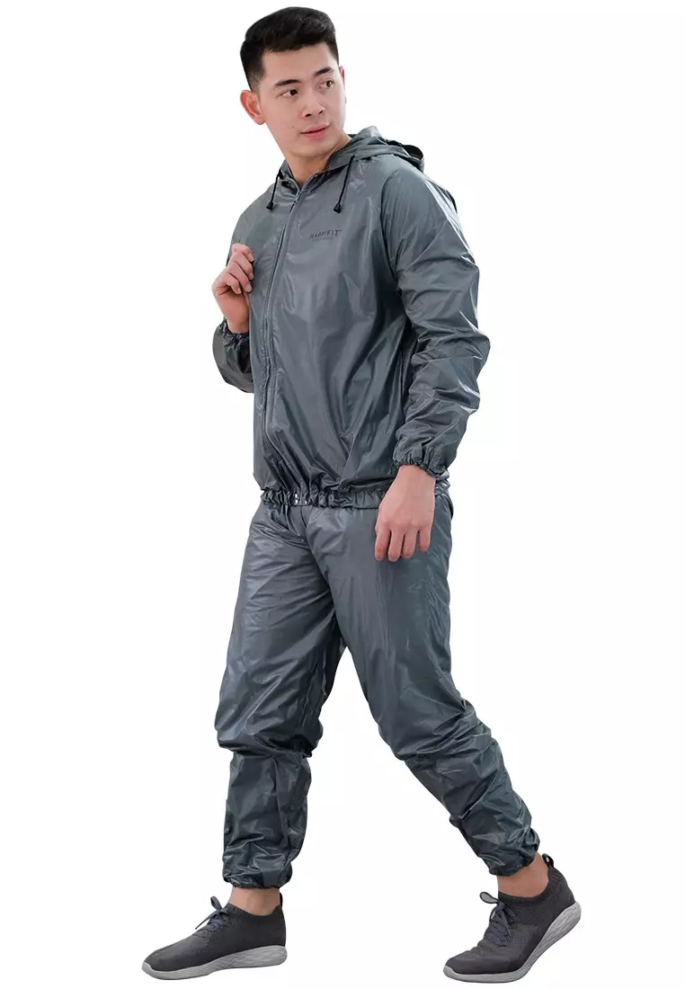 HAPPYFIT SAUNA SUIT WITH ZIPPERHOOD GREY