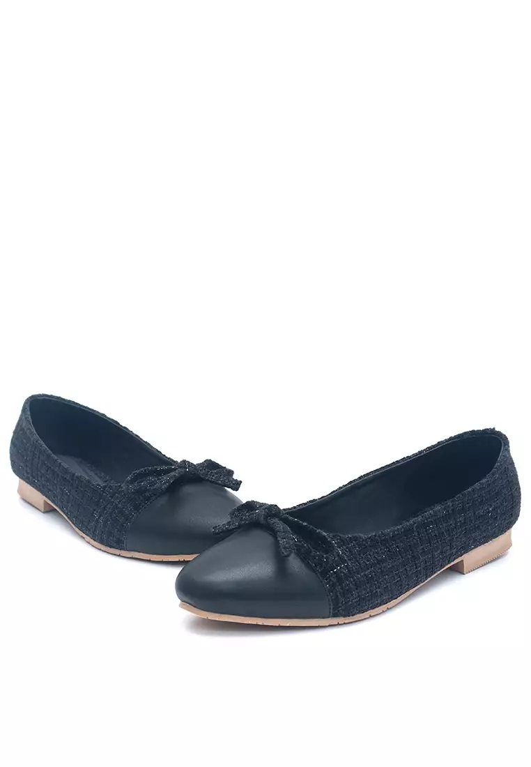 Audrey Ballerina Flat Shoes in Black