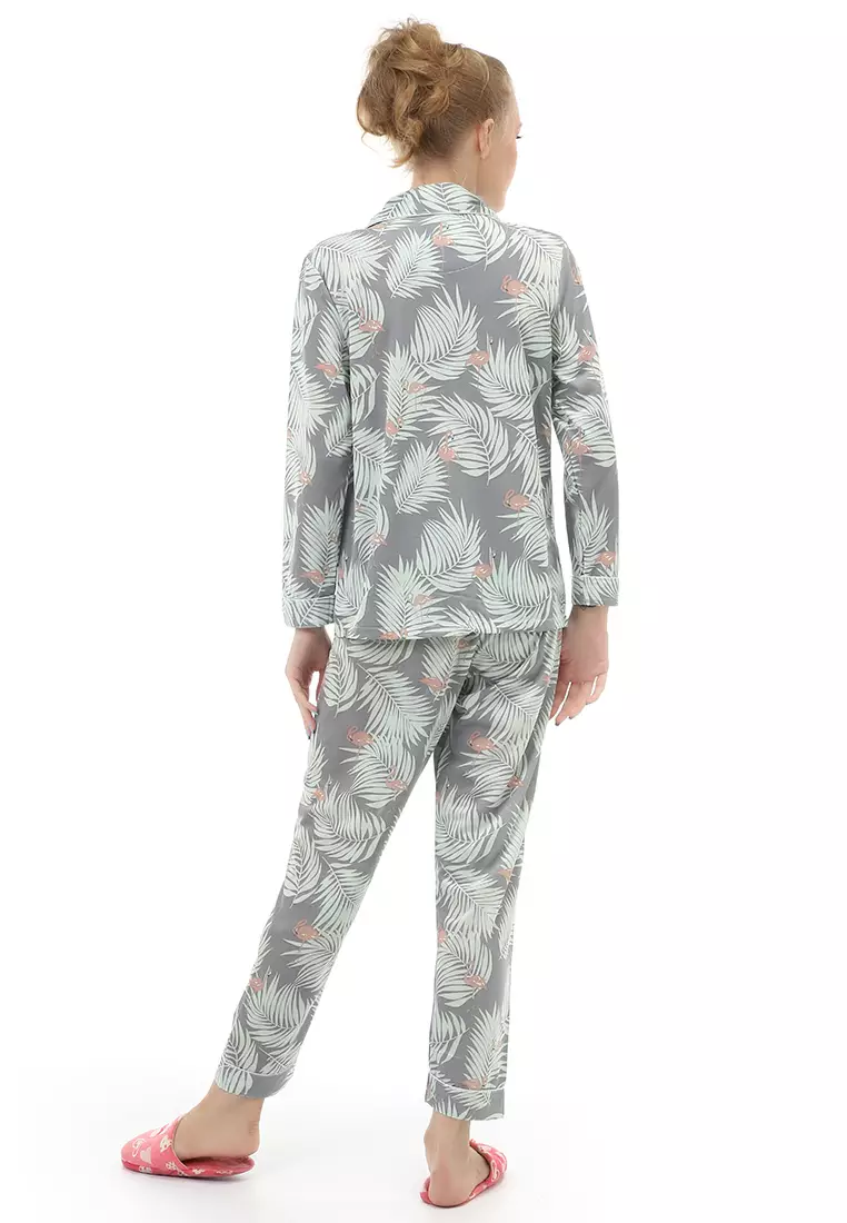 Vance Setelan Piyama Baju Tidur Wanita Lengan Panjang Motif Flamingash Material Cotton ORIGINAL - Multi Warna
