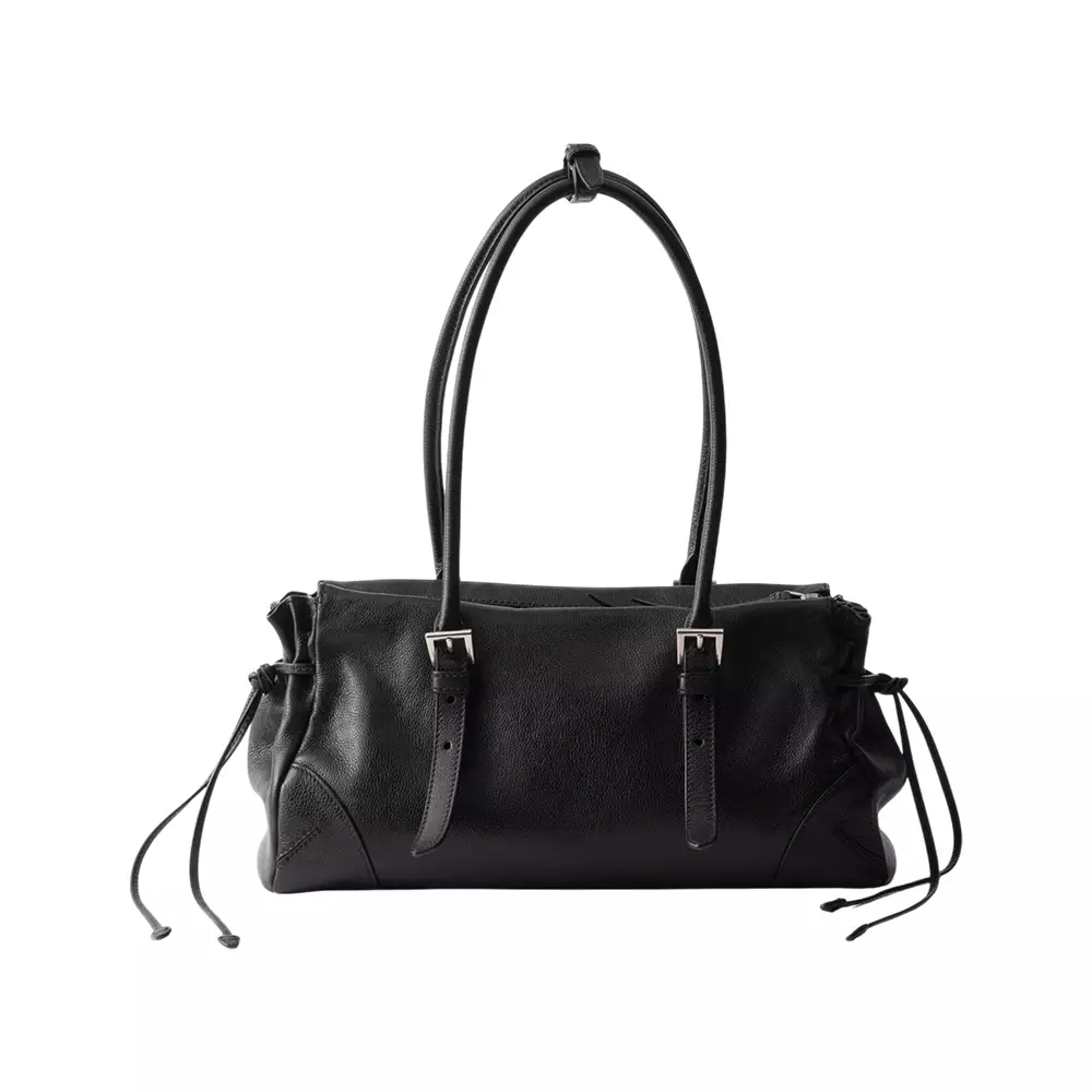 Bonnie Medium Antiqued Calfskin Leather Tote Bag Black