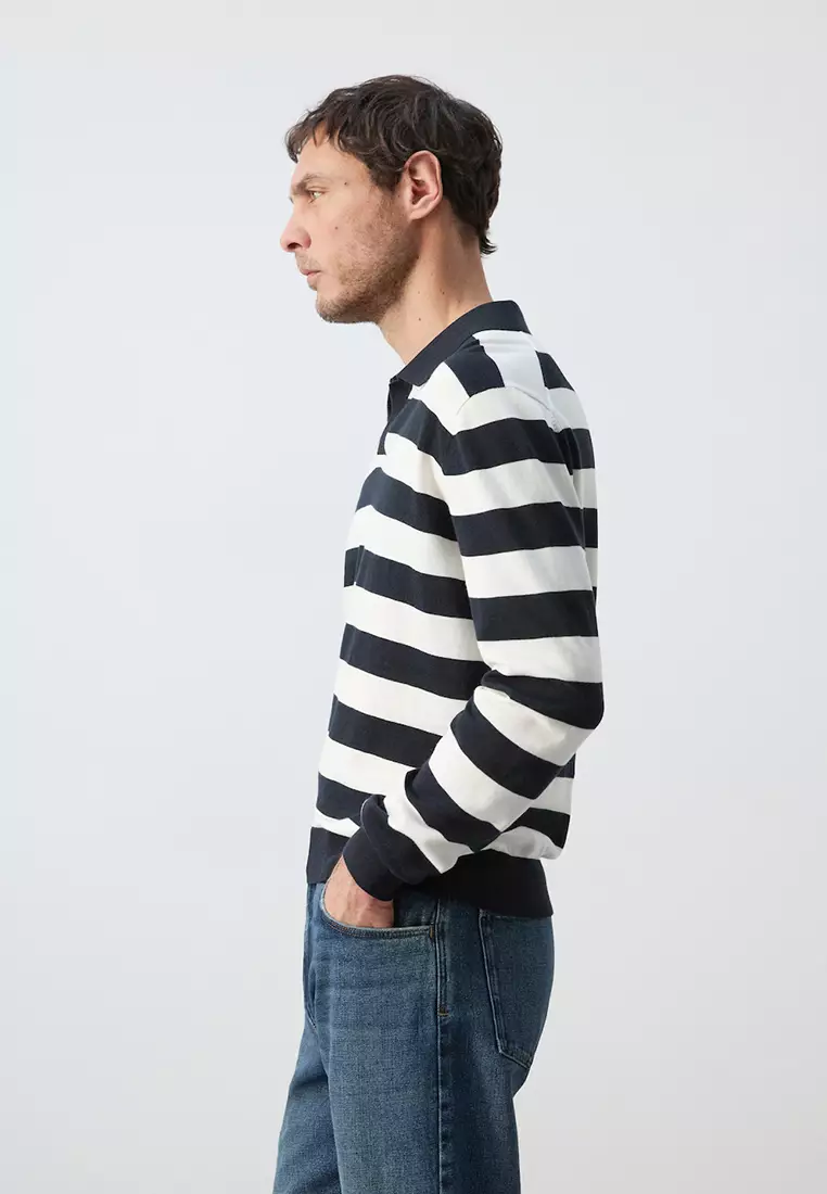 100% Cotton Fine Knit Polo Sweater