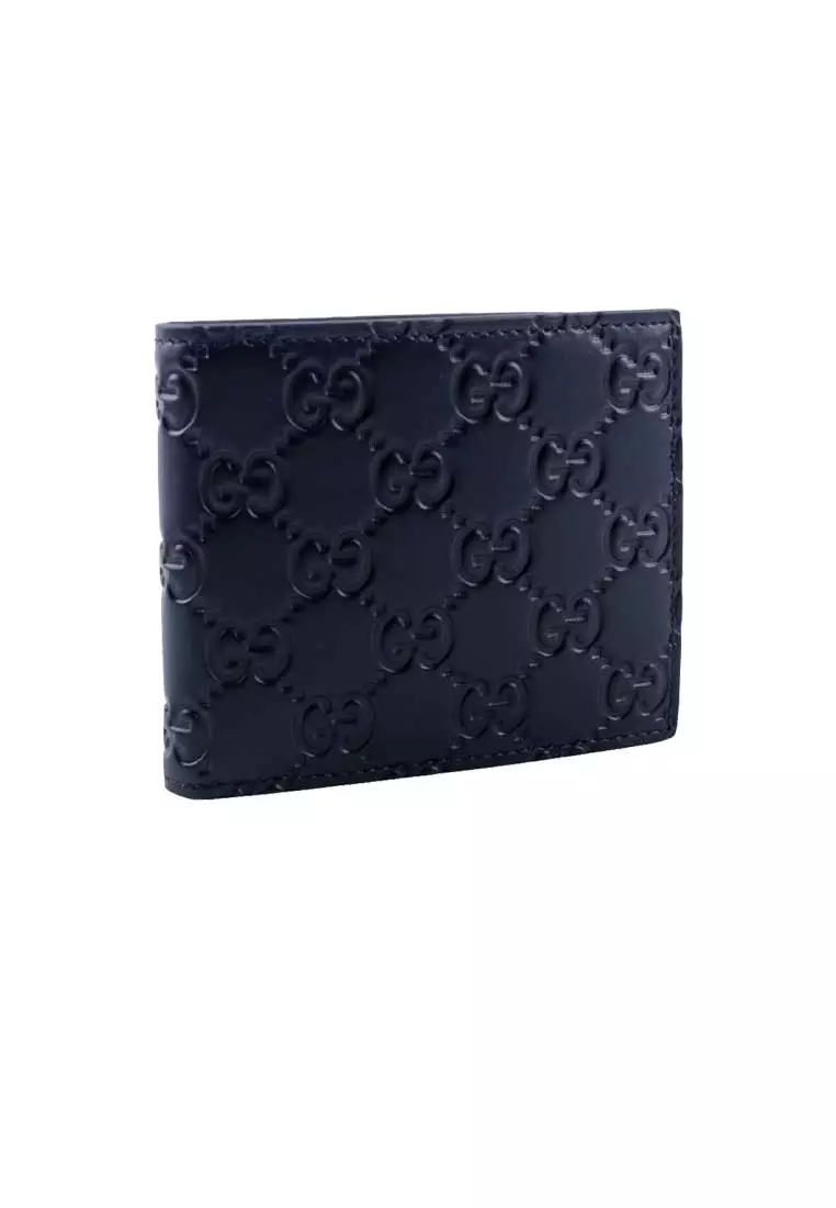 Men's Signature GG Leather Bifold Wallet Navy 779836