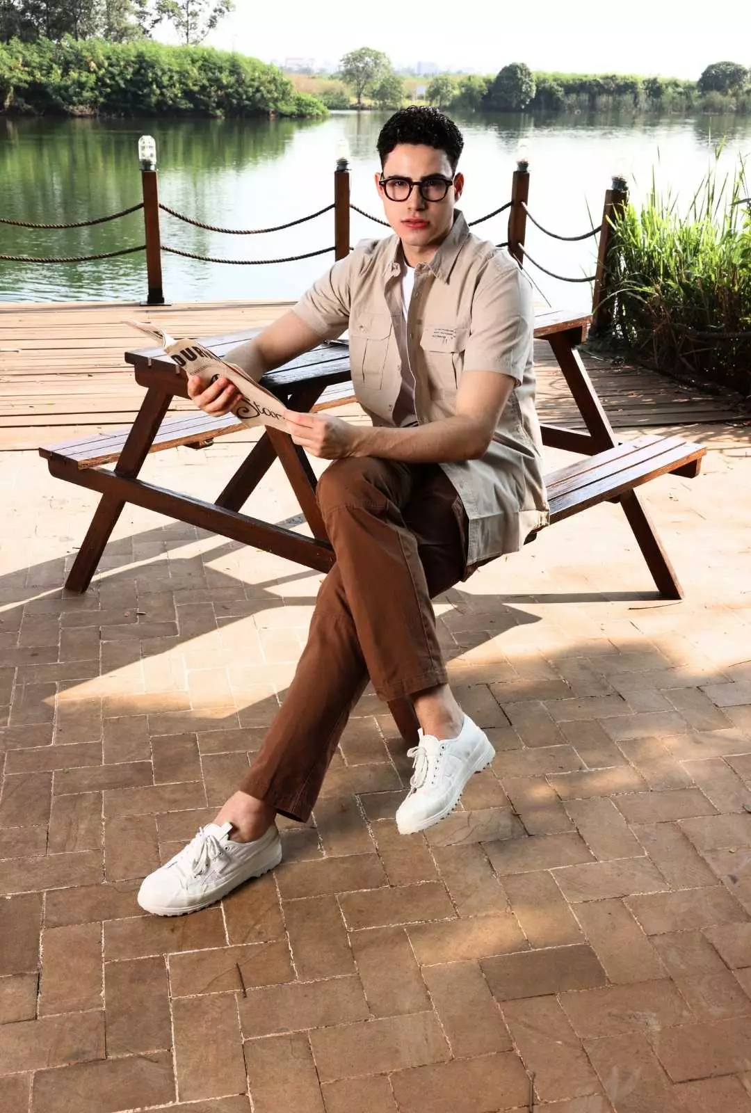 POLICE Kemeja Polos Cotton Kantong Dua Regular Fit Pria