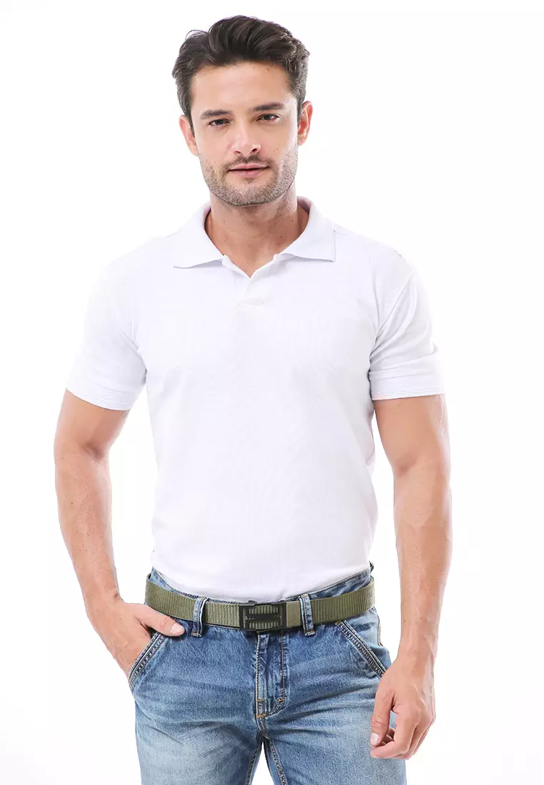 Ilo Aksesoris Fashion Pria Simple Design Ikat Pinggang Material Canvas ORIGINAL - Green