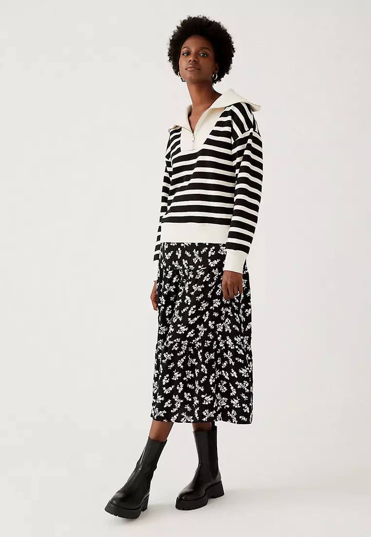 Printed Midaxi Tiered Skirt
