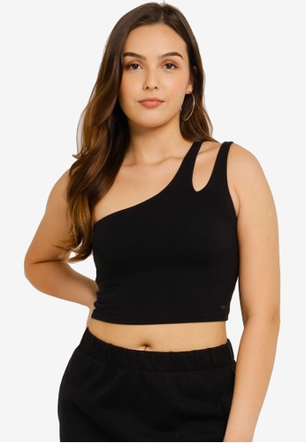 Hollister black Cut Out One Shoulder Top 89F61AA4F27915GS_1