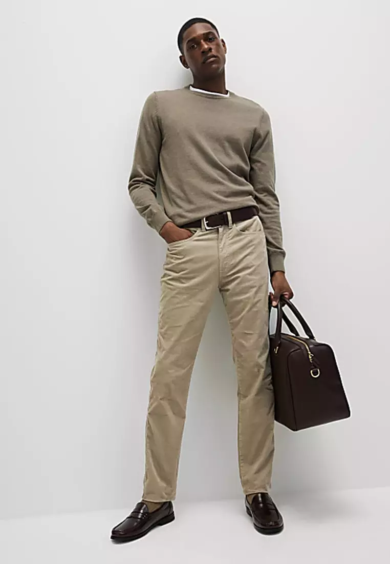 Slim Fit Diagonal Corduroy 5 Pocket Trousers