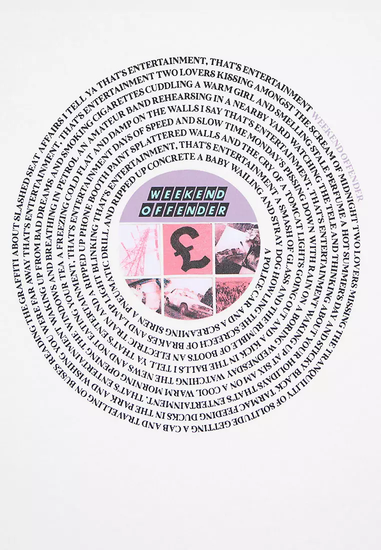 MENS WHITE ENTERTAINMENT GRAPHIC TEE