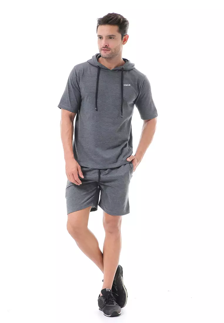 Vincent Setelan Hoodie Pria Sweatshirt Set Casual Motif Polos Material Baby Terry ORIGINAL - Dark Gray