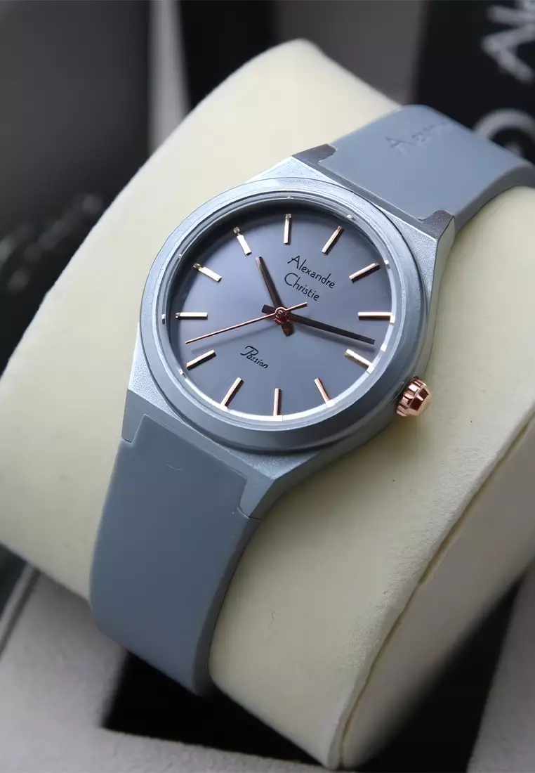 Alexandre Christie - Jam Tangan Analog Wanita - Light Grey - Rubber Strap - 2A07 LHRRGLG