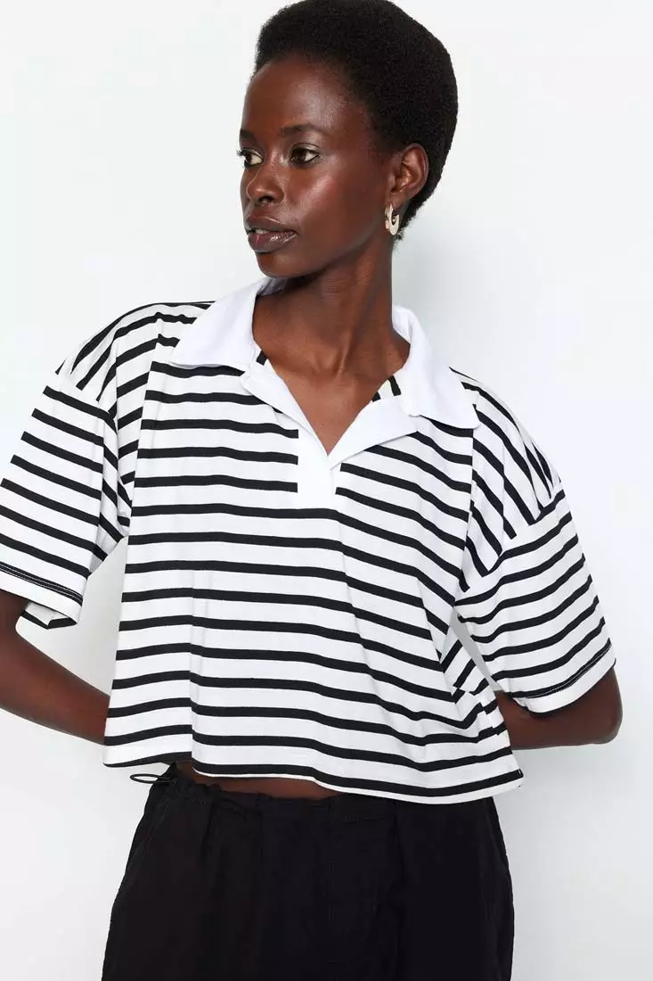 Stripe Boxy Polo Shirt