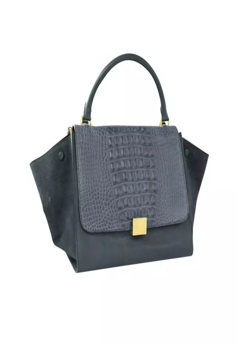 Buy Celine Pre Loved CELINE Blue Python and Suede Trapeze Tote Bag
