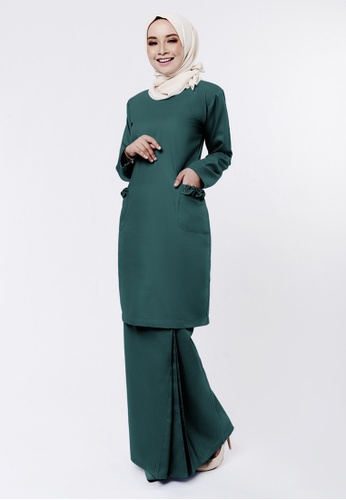 ANDALUSIA Basic Kurung Modern Dark Green from Inhanna in Green
