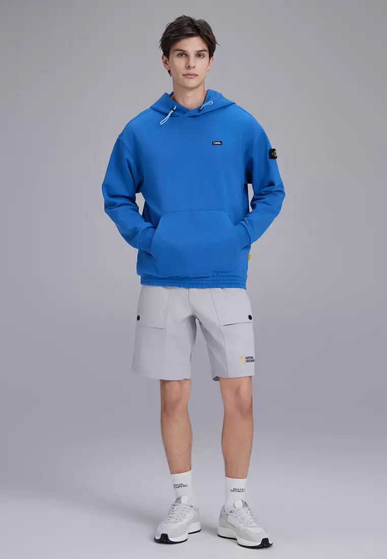 [ナショナルジオグラフィック] SEMI-OVER FIT POCKET HOODIE ☆ Kangaroo Pocket Semi Overfit Hoodie - BLUE