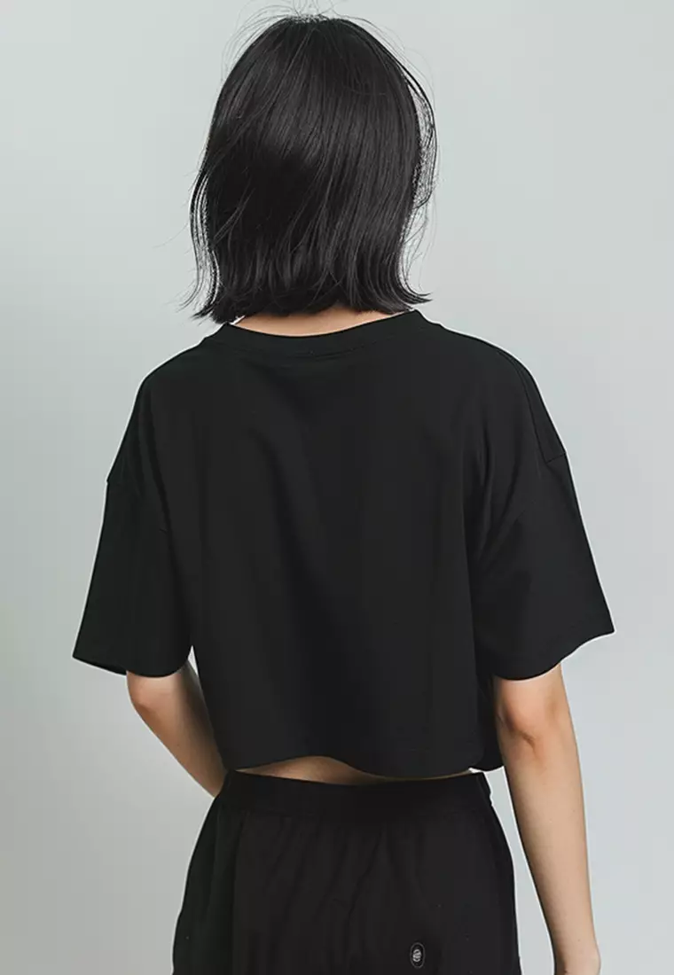 LTG77 kaos crop oversize "shine" hitam